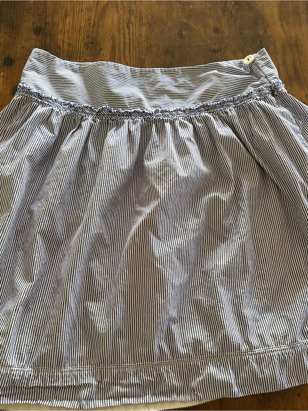 Striped Blue and White Women's Gathered Waist Skirt